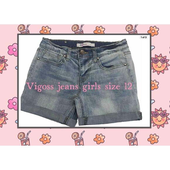 Vigoss Jean Shorts Girls Size 12 with Cuff‎ - Picture 1 of 4